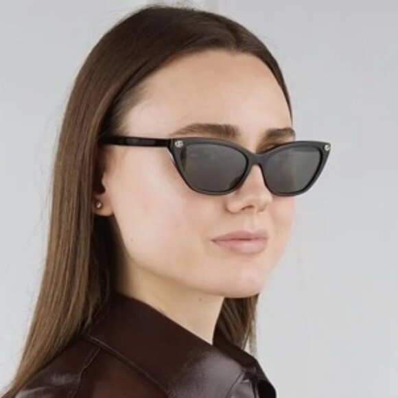 NEW GG1815S 001 GUCCI CAT EYE BLACK WOMEN GUCCI SUNGLASSES - Picture 2 of 9